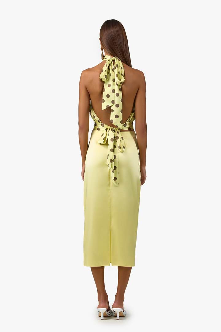 silk halter top dress Neck Detail Mini Overlay Satin with Cloak To complete the look Moonlit Kiss Cream Satin Halter