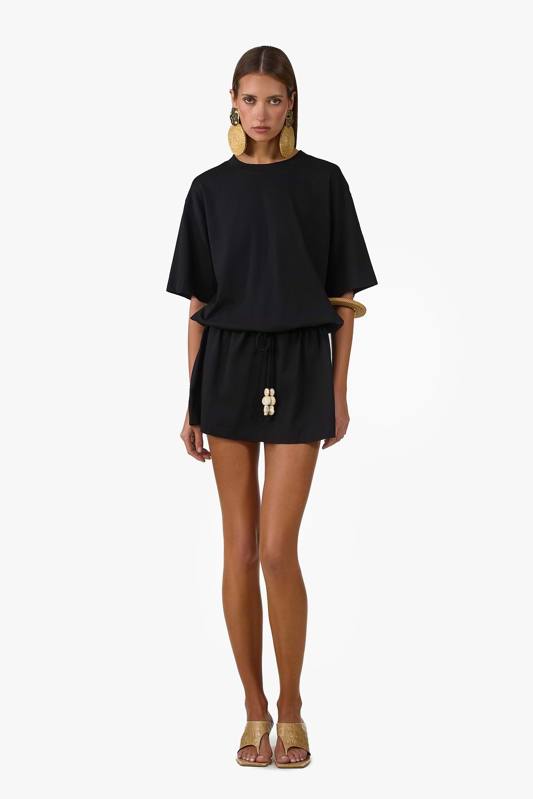 SAME The Stone Beaded T-Shirt Dress | Black