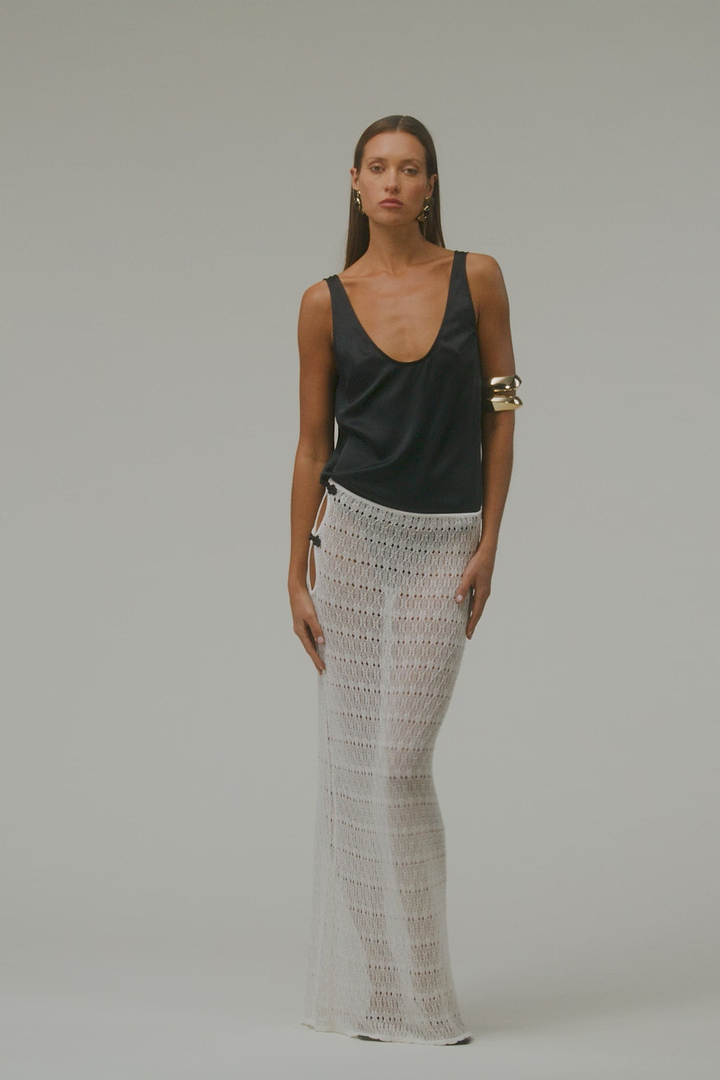 Keyhole Maxi Skirt (Cream)