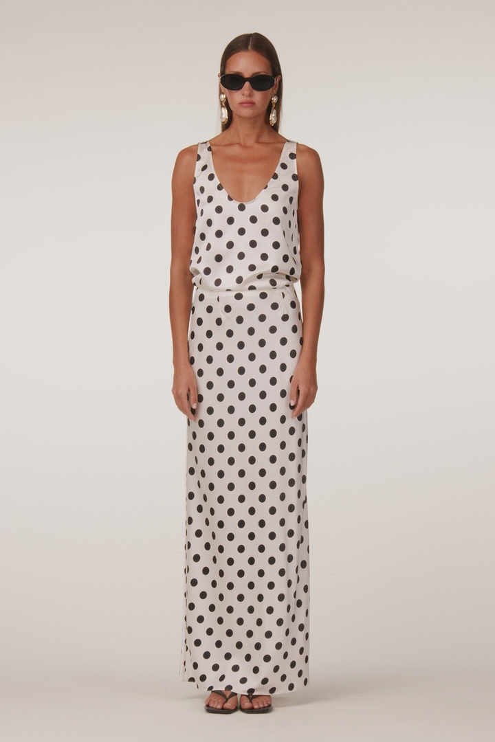 Silk Tank (Cream Polka Dot)