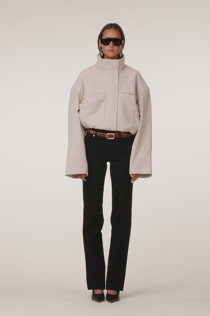 The Suede Bomber Jacket (Taupe)