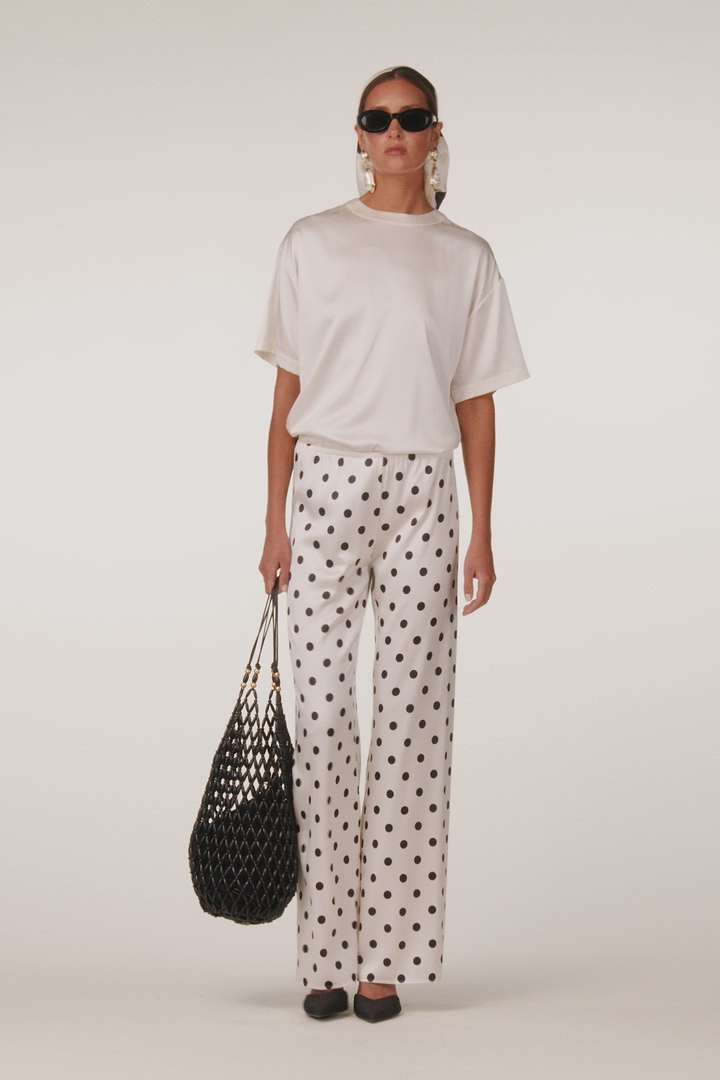 Silk Scarf (Cream Polka Dot)