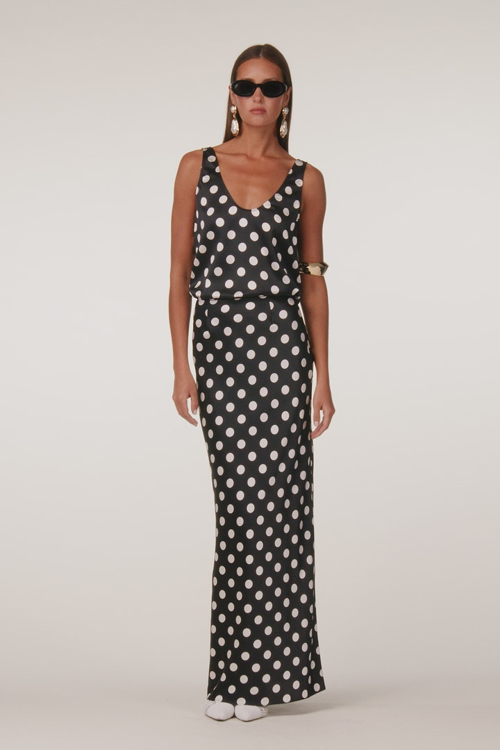 Silk Tank (Black Polka Dot)