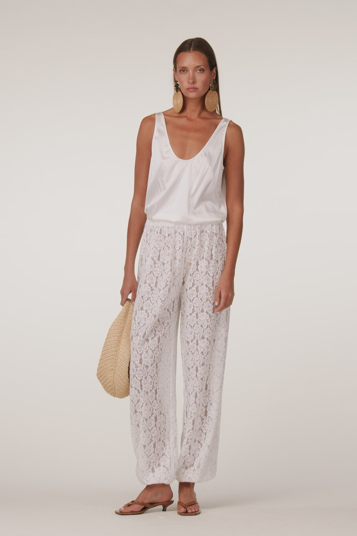 Lace Balloon Pant (White)