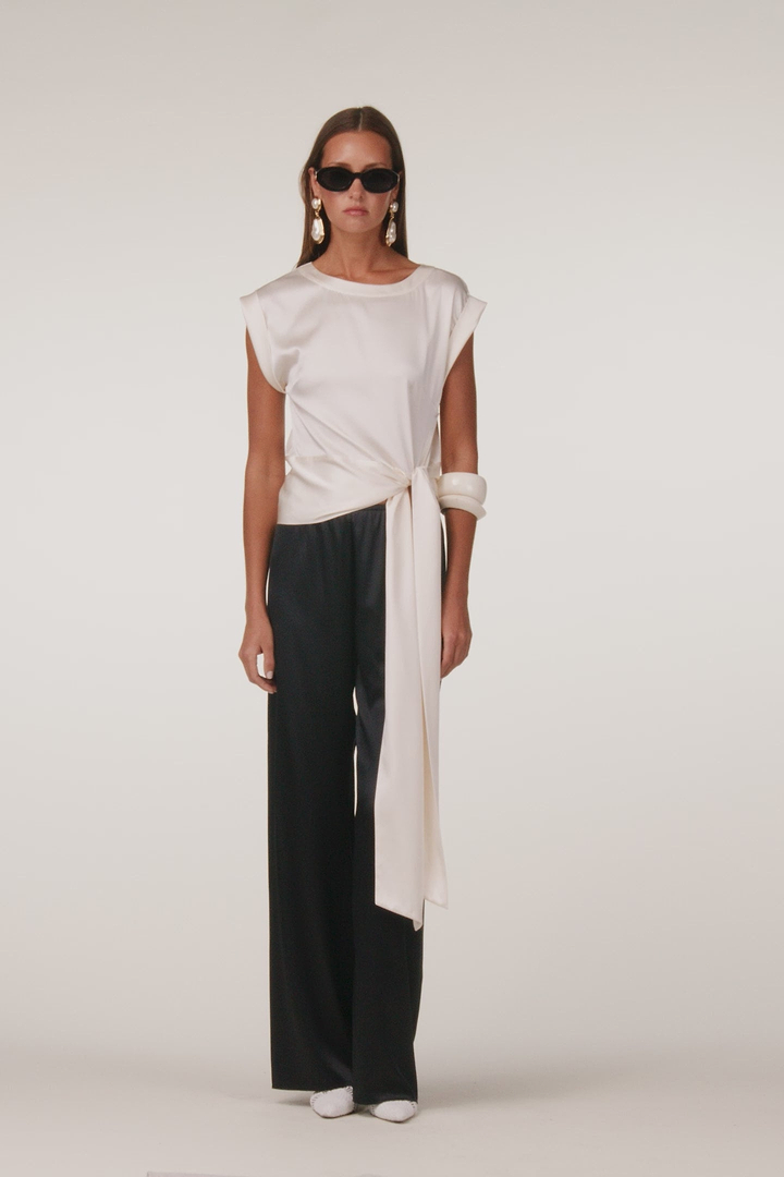 Silk Tie Top (Cream)