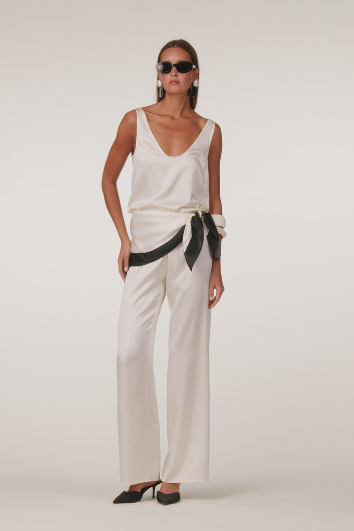 Silk Scarf (Cream/Black)
