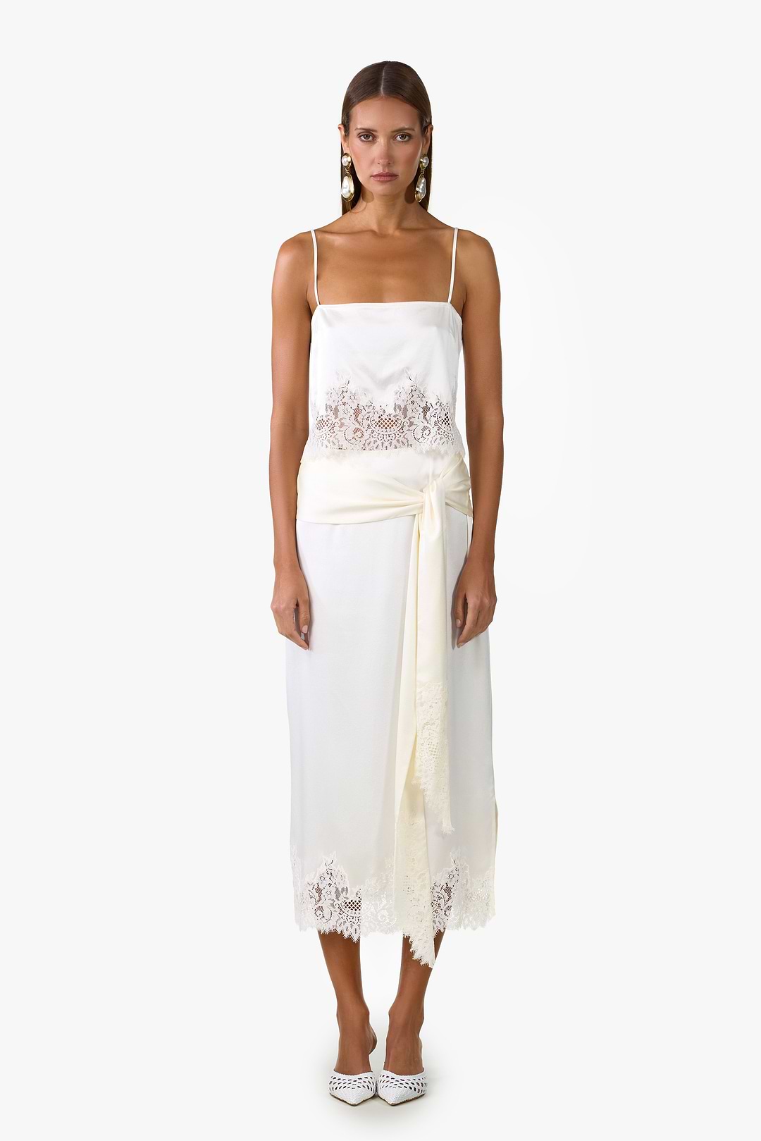 cream lace tank dress Vintage cream lace tank maxi dress size M
