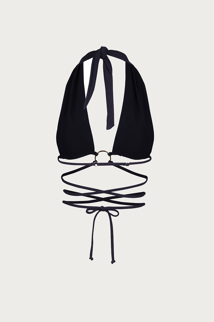 Pierced Wrap Top (Faux Suede Black)