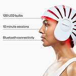 side view of the currentbody led helmet with 3 key features of the hair growth device