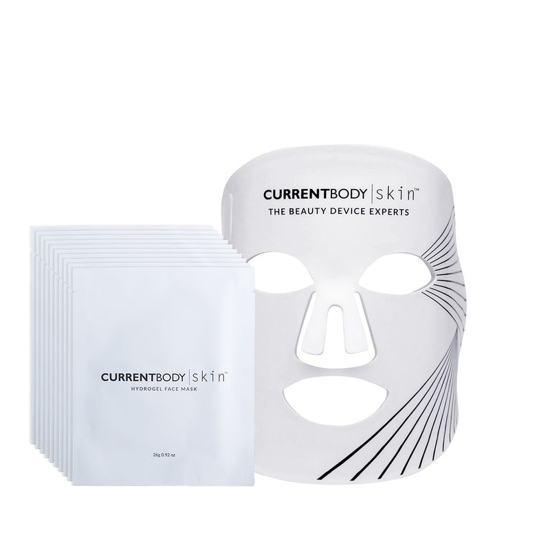 CurrentBody Skin LED Light Therapy Mask + Hydrogel Mask (10 Pack)