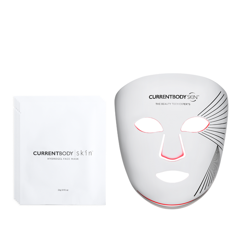 CurrentBody Skin LED Light Therapy Mask & Hydrogel Face Masks (10 Pack) (Worth $569)