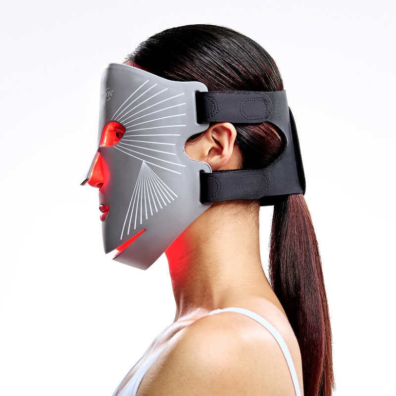 Side view of CurrentBody LED Red Light Therapy Face Mask Series 2 on face