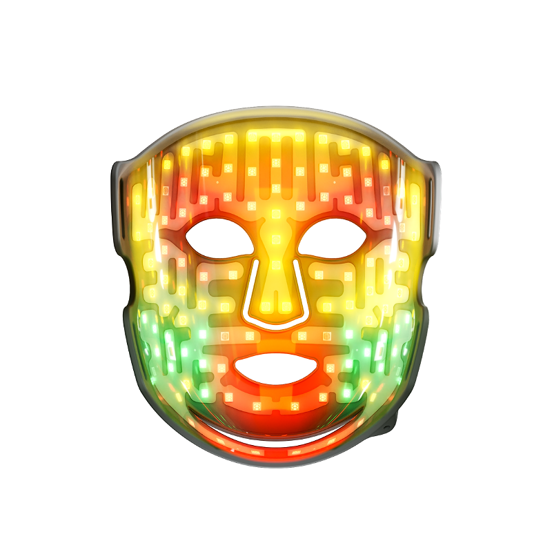 LED Multi Light Therapy Face Mask interior view showing illuminated LEDs