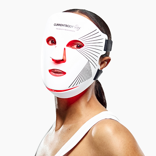 model wearing led mask facing forward