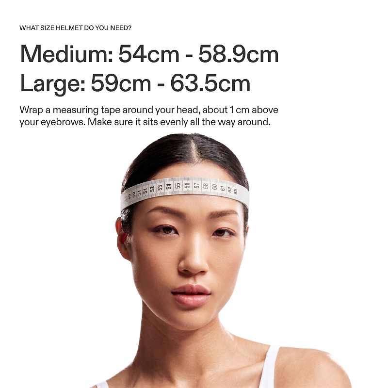 Infographic showing how to measure your head and select the right size