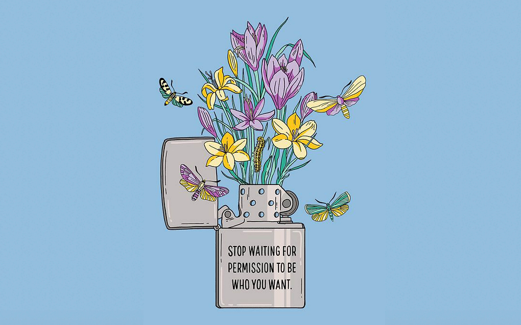 Zippo lighter with flowers coming out of the top on a blue background - How To Stop Nicotine Cravings - Ripple+