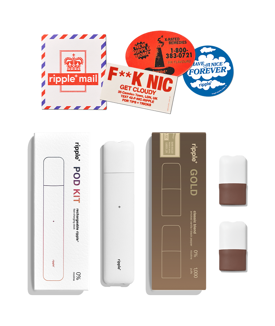 does ripple have tobacco single use and rechargeable aroma diffusers | limited edition flavors GOLD POD SET | Classic
