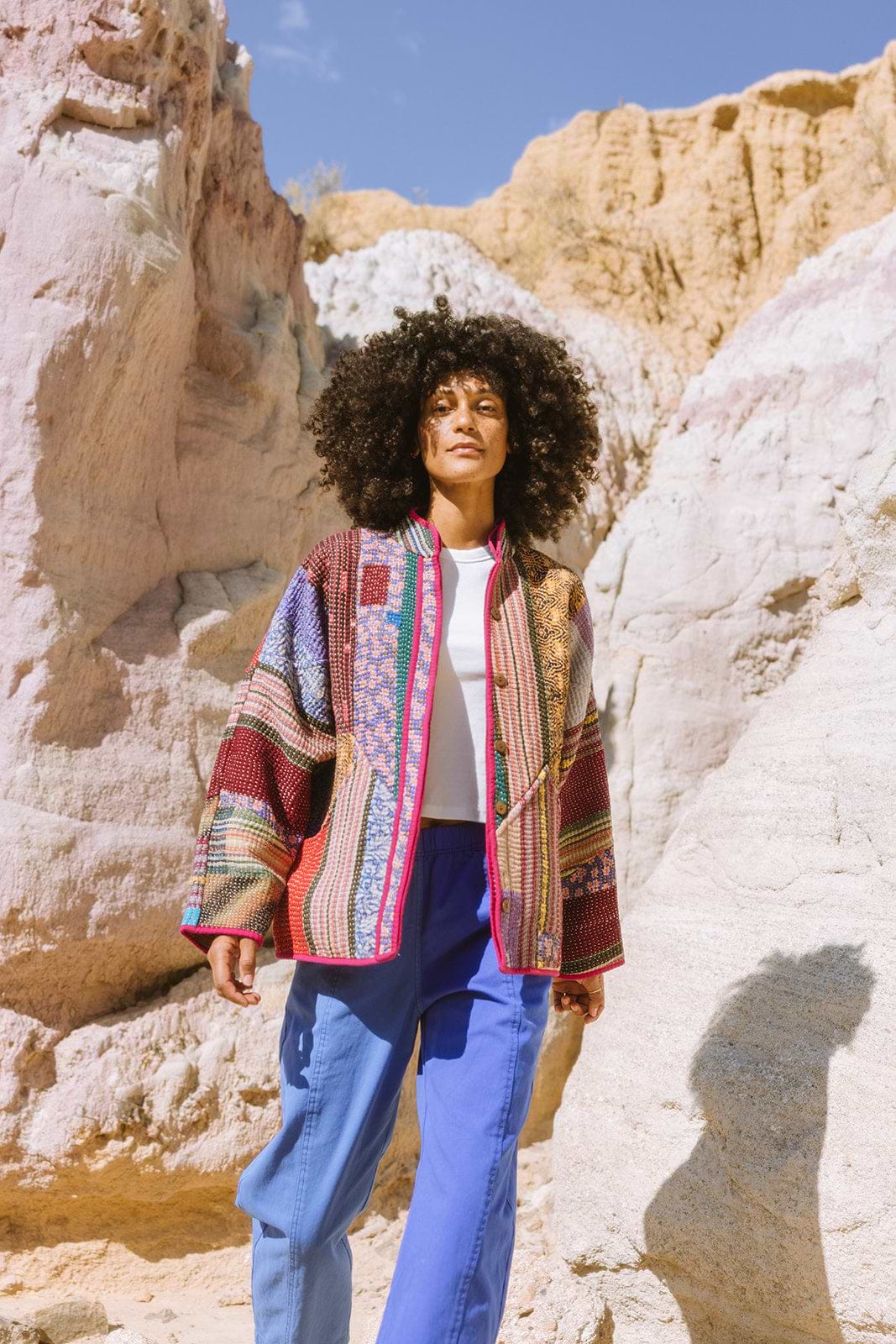 The Ladhiya Quilted Patchwork Kantha Jacket – NAMAI