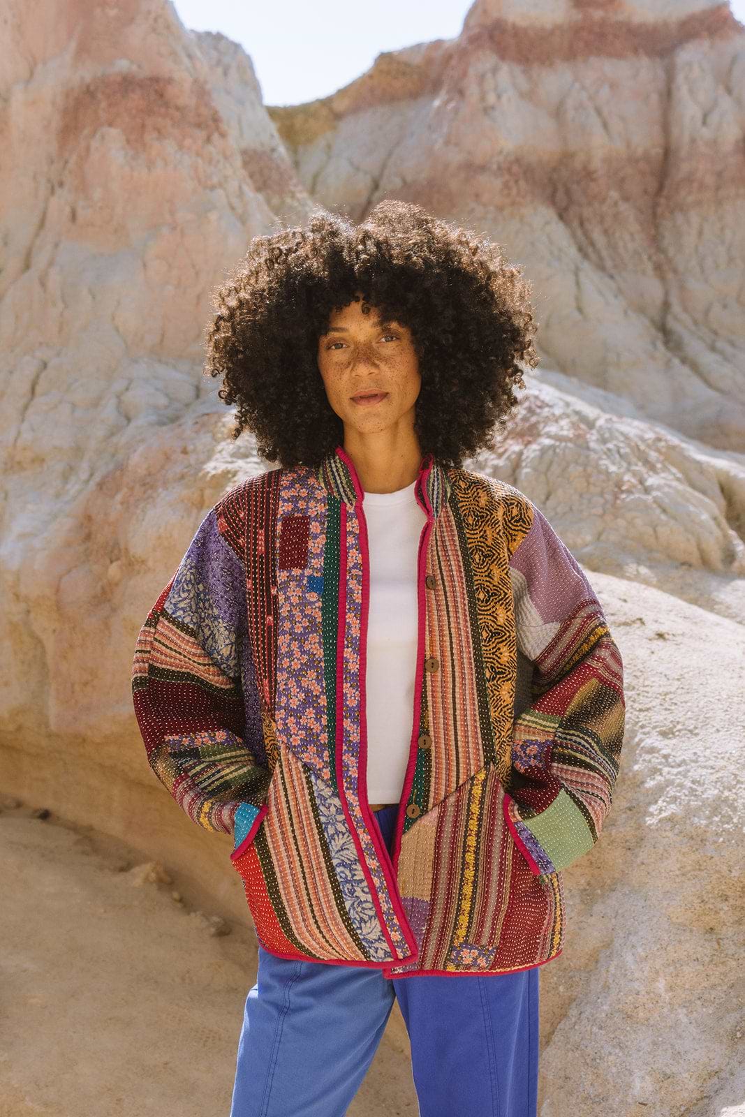 The Ladhiya Quilted Patchwork Kantha Jacket – NAMAI