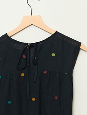 The Anan Gathered Dress ~ Black Jamdhani