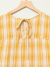 The Anan Gathered Dress  ~ Turmeric Check