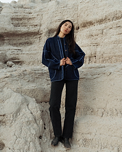 The Ladhiya Quilted Indigo Kantha Jacket