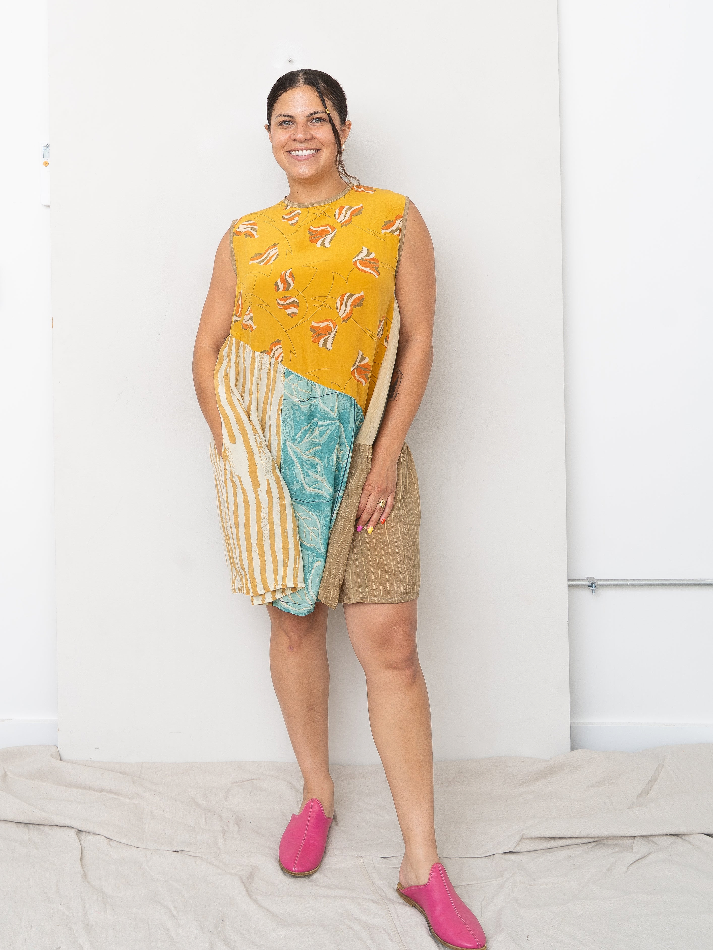 The Anan Short Dress  - Medium / Large - Upcycled Silk