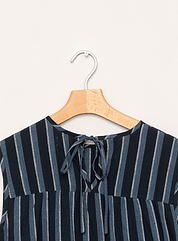 The Anan Short Gathered Dress ~ Tarmac Stripe