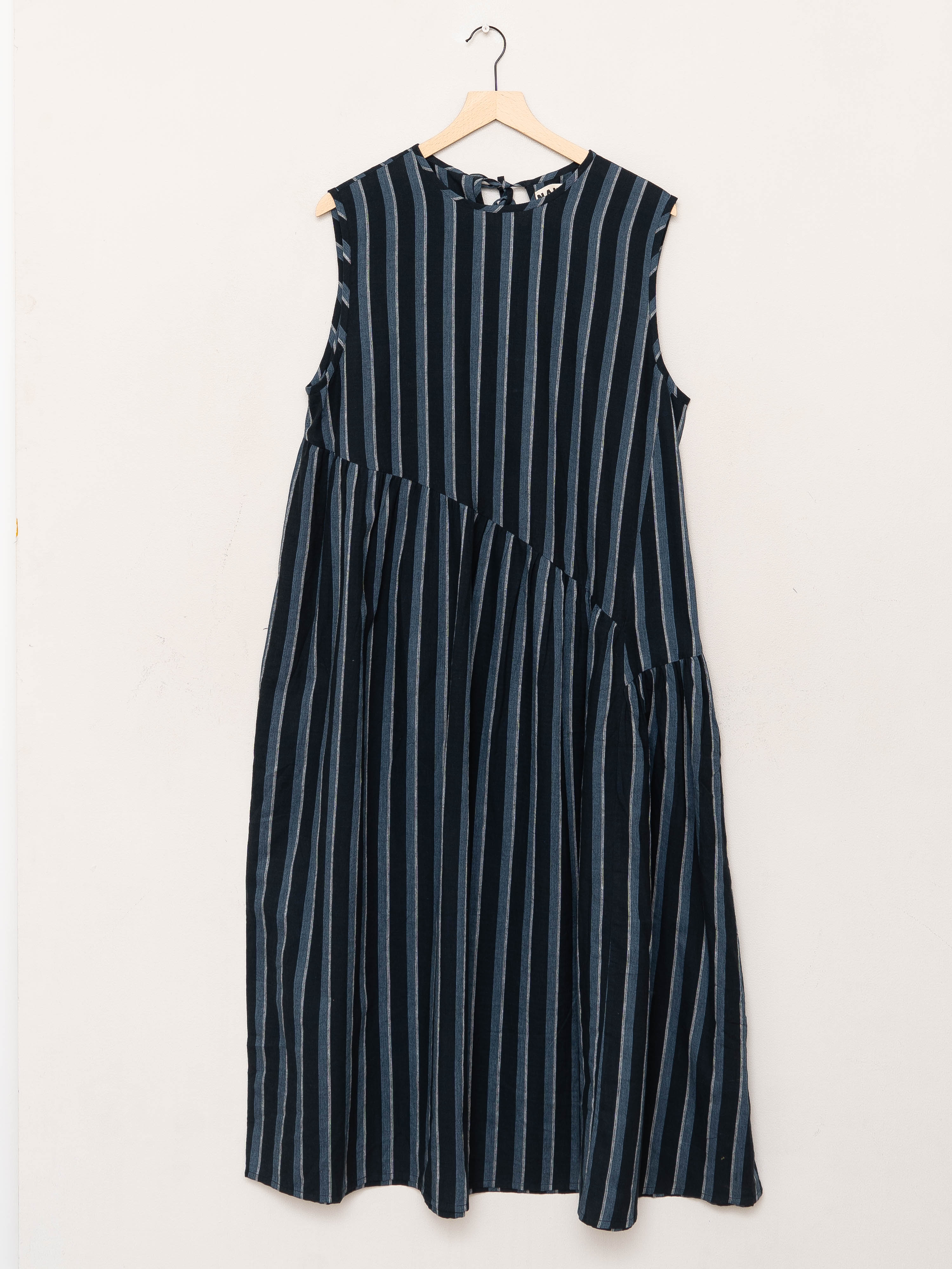 The Anan Gathered Dress ~ Tarmac Stripe