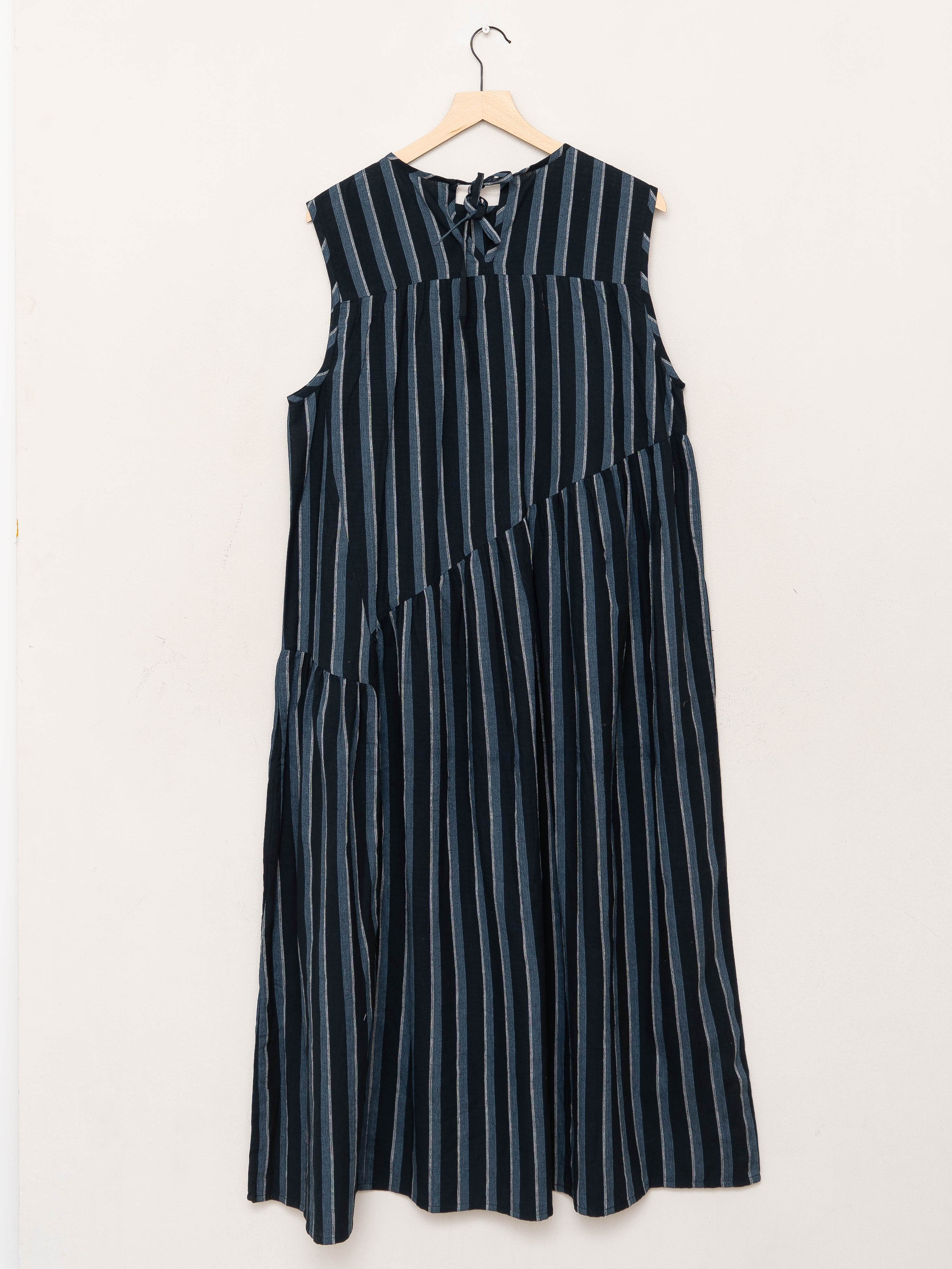 The Anan Gathered Dress ~ Tarmac Stripe