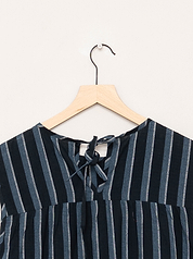 The Anan Gathered Dress ~ Tarmac Stripe