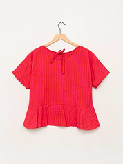 The Nima Peplum Top ~ Petunia Check