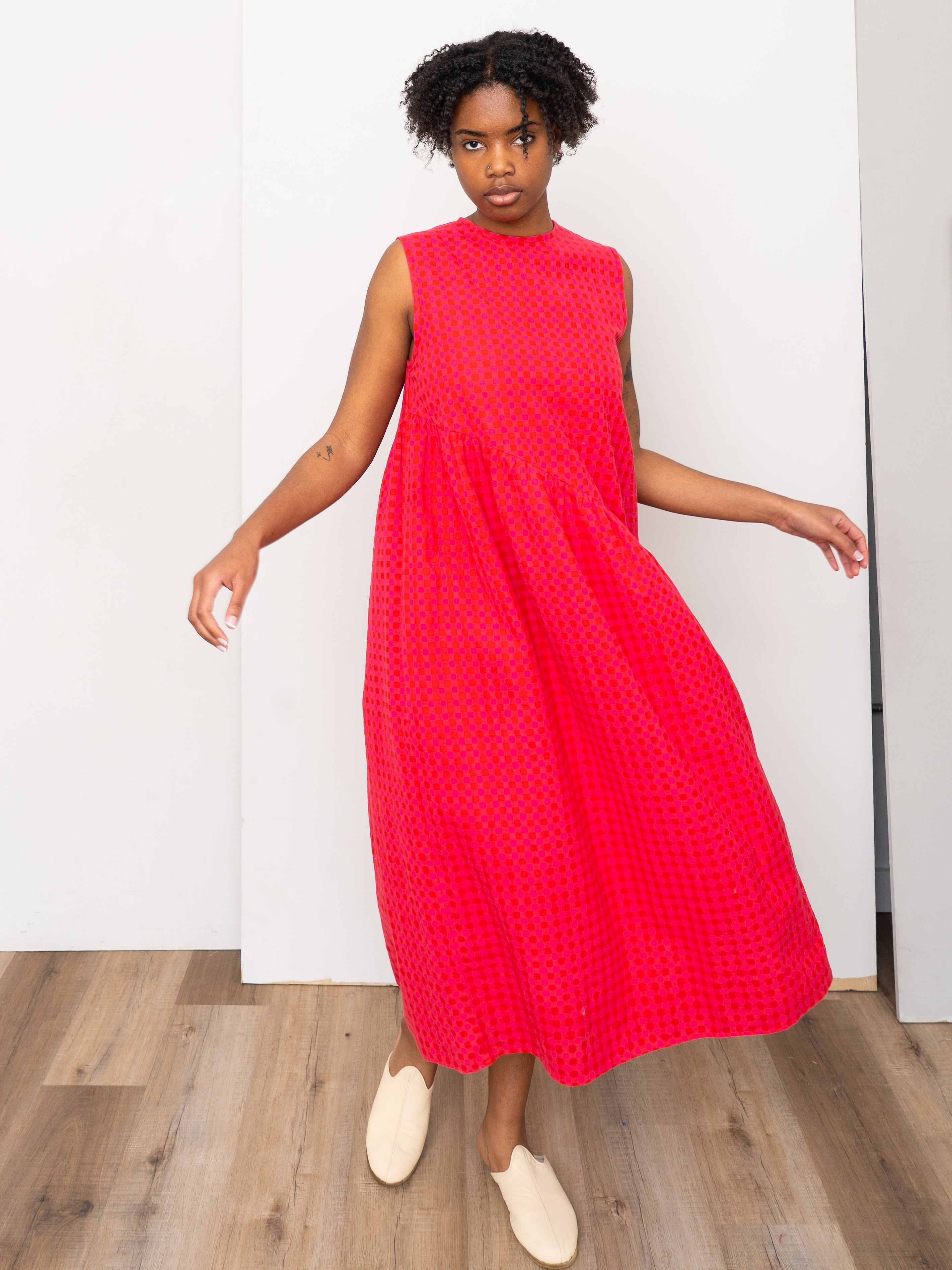 The Anan Gathered Dress ~ Petunia Check