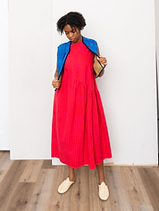 The Anan Gathered Dress ~ Petunia Check