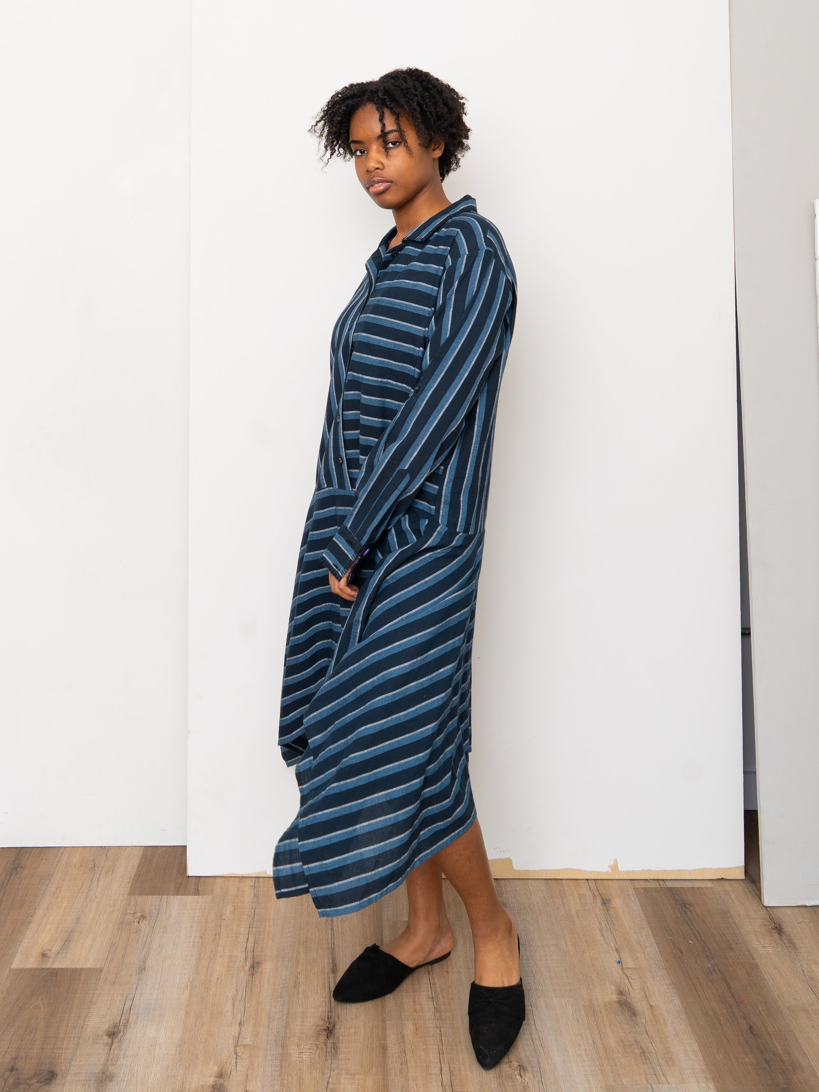 The Kabir Shirt Dress ~ Tarmac Stripe