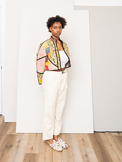 The Kaira Cropped Quilted Patchwork Kantha Jacket
