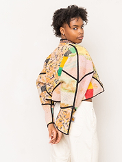 The Kaira Cropped Quilted Patchwork Kantha Jacket