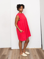 The Anan Short Gathered Dress Short ~ Petunia Check