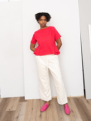 The Nima Peplum Top ~ Petunia Check