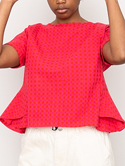The Nima Peplum Top ~ Petunia Check