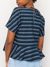 The Nima Peplum Top ~ Tarmac Stripe