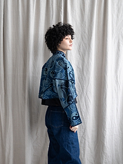 The Kaira Cropped Denim Suzani Jacket - Medium