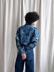 The Kaira Cropped Denim Suzani Jacket - Medium