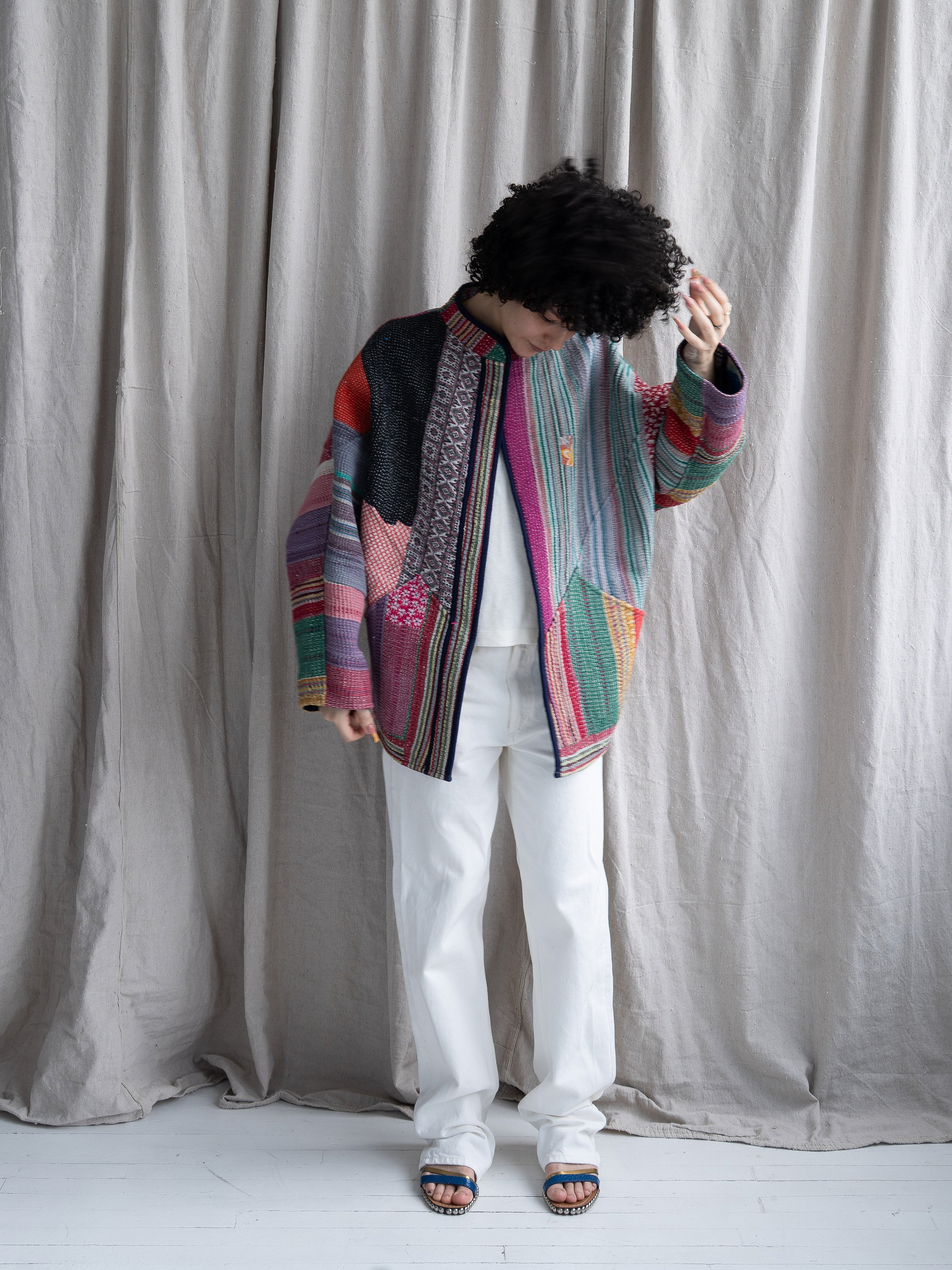 The Ishani Quilted Patchwork Kantha Jacket