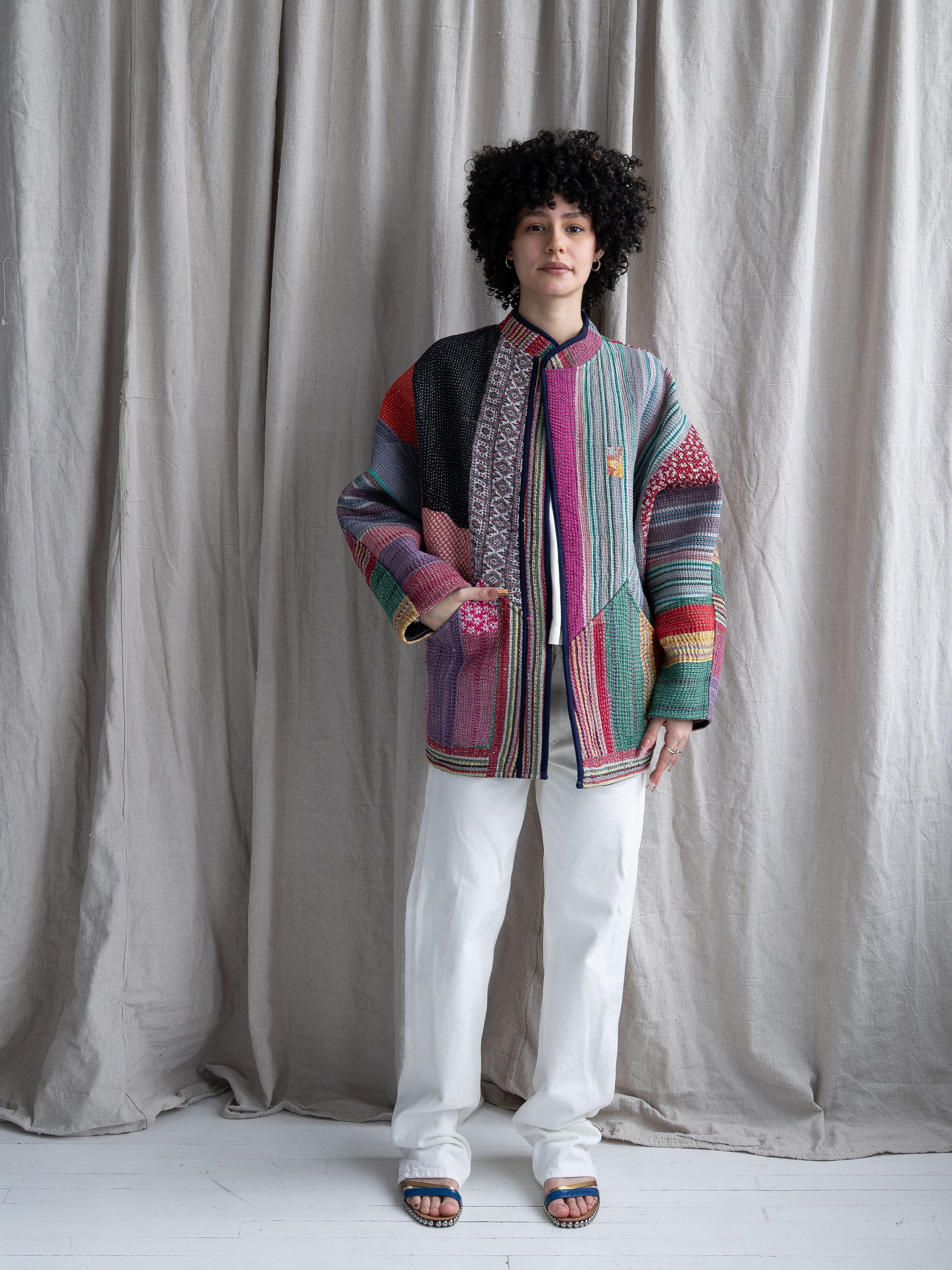 The Ishani Quilted Patchwork Kantha Jacket