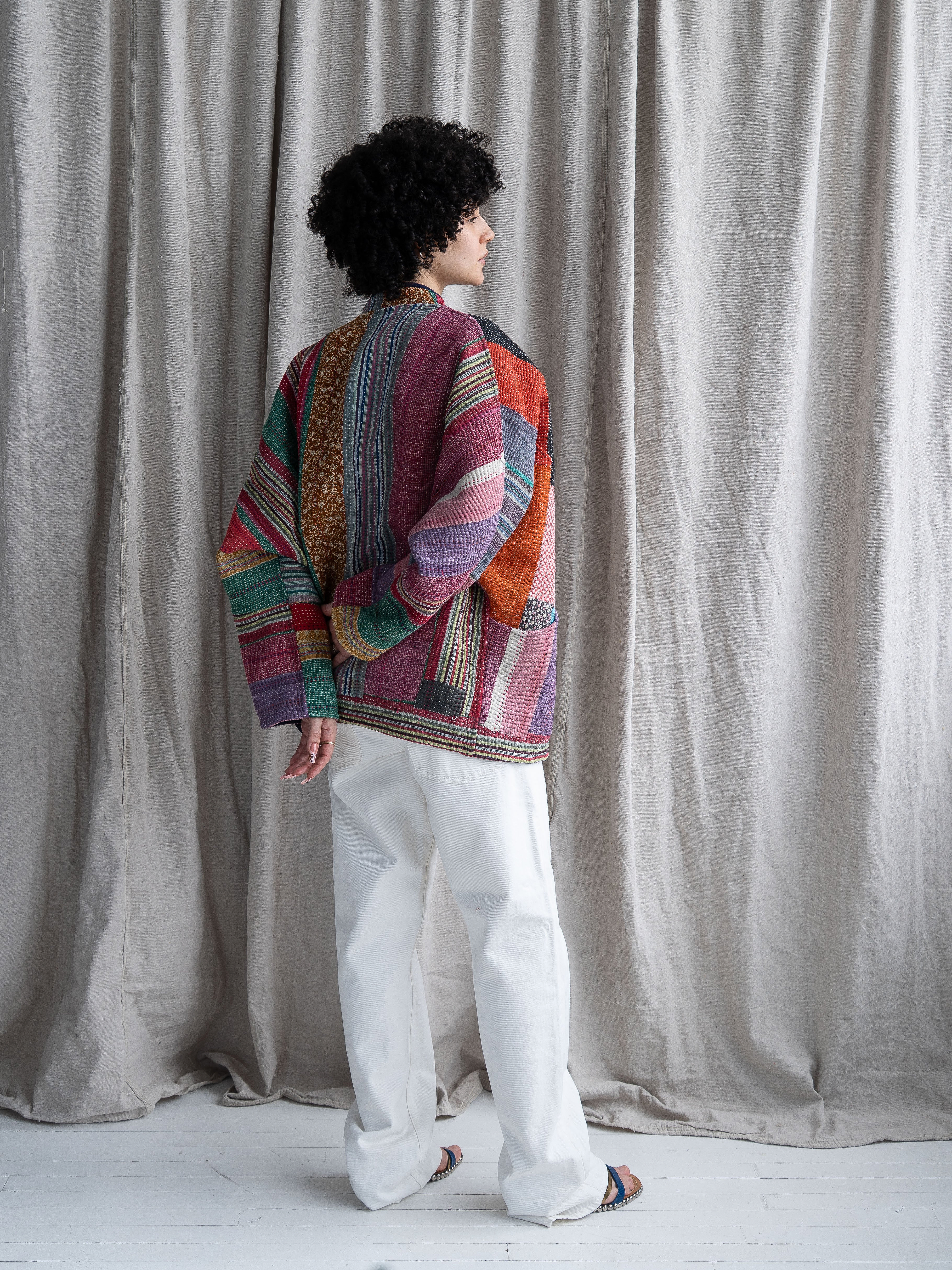 The Ishani Quilted Patchwork Kantha Jacket