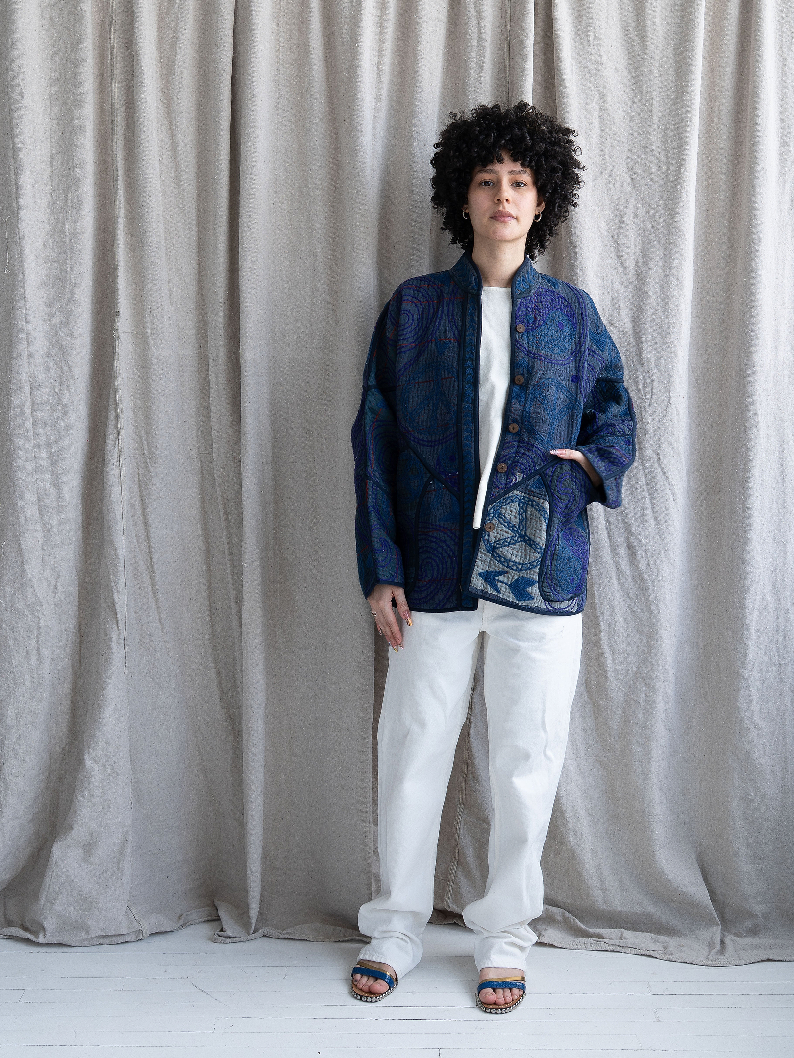 The Ladhiya Quilted Suzani Kantha Jacket