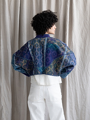 The Kaira Cropped Quilted Indigo Kantha Jacket