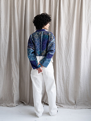 The Kaira Cropped Quilted Indigo Kantha Jacket