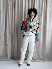 The Kaira Cropped Suzani Quilted Kantha Jacket